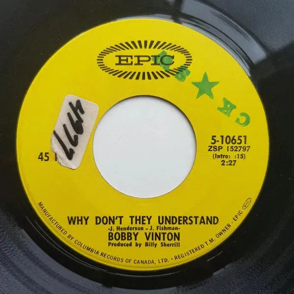 Bobby Vinton : Why Don't They Understand / Where Is Love? (7")