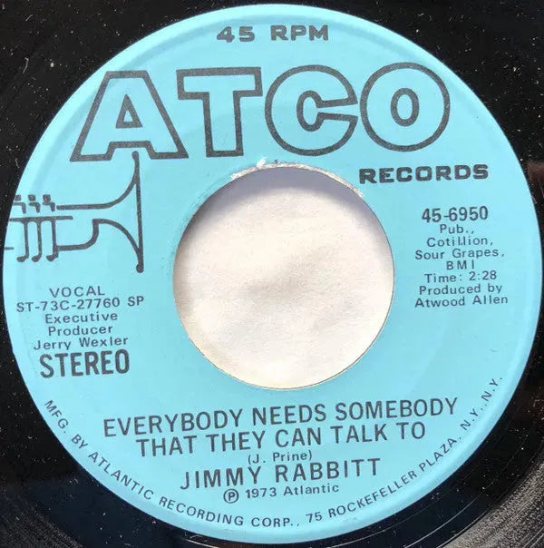 Jimmy Rabbitt : Everybody Needs Somebody That They Can Talk To (7", Mono, Promo)