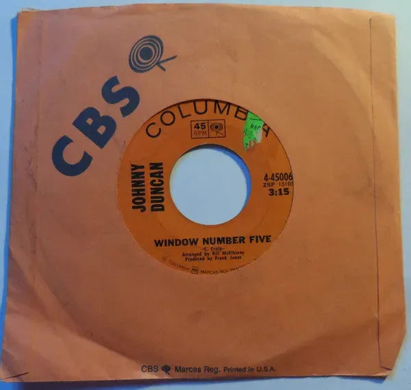 Johnny Duncan (3) : Window Number Five (7", Single)