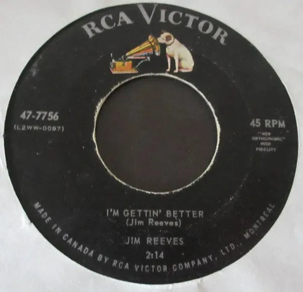 Jim Reeves : I Know One / I'm Gettin' Better (7", Single)