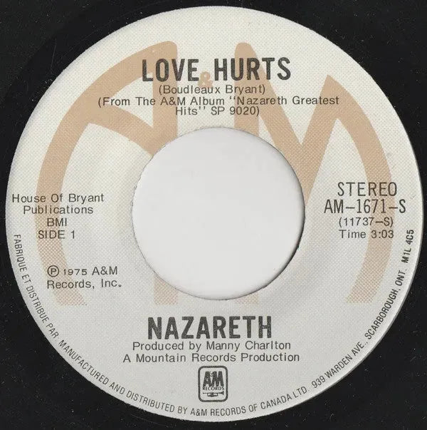 Nazareth (2) : Love Hurts (7", Single)