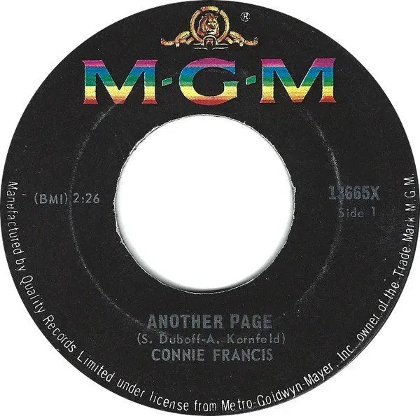 Connie Francis : Another Page (7", Single)