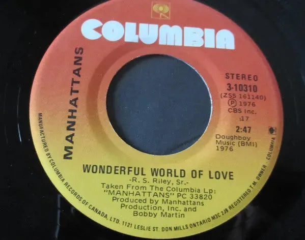 Manhattans : Kiss And Say Goodbye / Wonderful World Of Love (7")