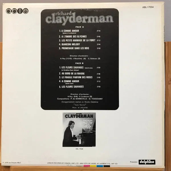 Richard Clayderman : A Comme Amour - Les Fleurs Sauvages (LP)