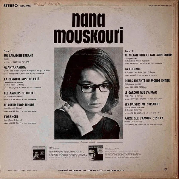 Nana Mouskouri : Un Canadien Errant (LP, Album)