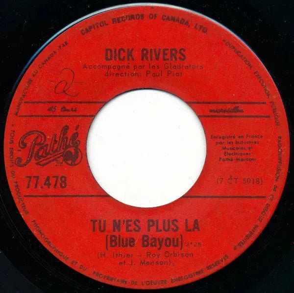 Dick Rivers : Tu N'es Plus La  / Ca Ne S'oublie Pas  (7", Single)