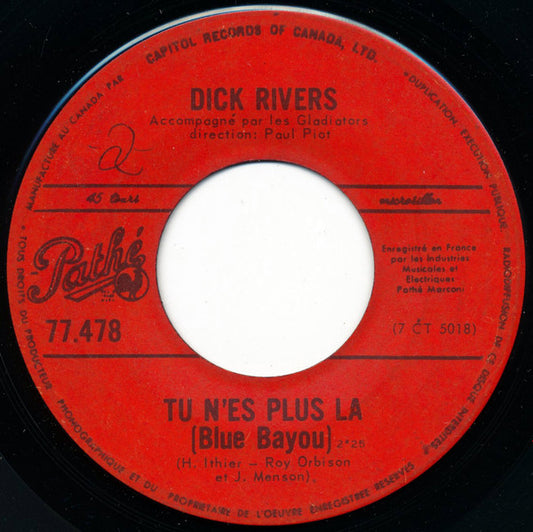 Dick Rivers : Tu N'es Plus La  / Ca Ne S'oublie Pas  (7", Single)