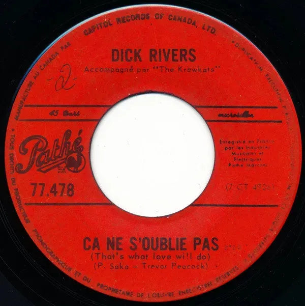 Dick Rivers : Tu N'es Plus La  / Ca Ne S'oublie Pas  (7", Single)