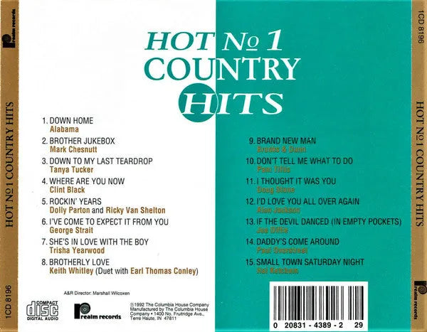 Various : Hot No 1 Country Hits (CD, Comp, Club)