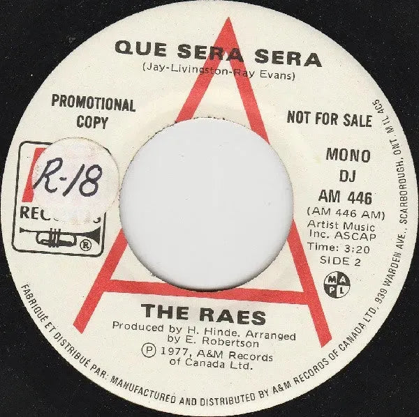 The Raes : Que Sera Sera (7", Single, Promo)