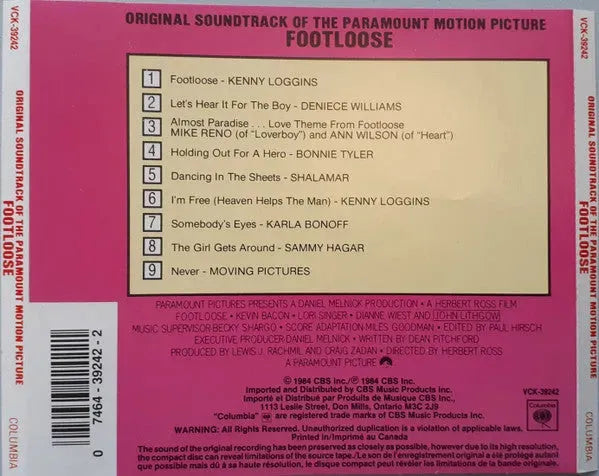 Various : Footloose (Original Soundtrack Of The Paramount Motion Picture) (CD, Album, RE)