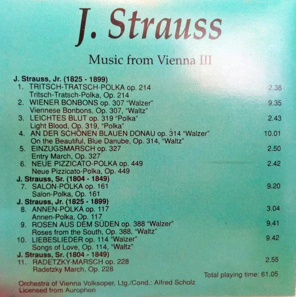 Johann Strauss Jr. / Johann Strauss Sr. : Music From Vienna III (CD, Comp)