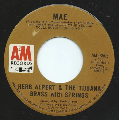 Herb Alpert & The Tijuana Brass : Whipped Cream / Mae (7")