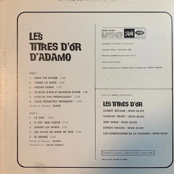 Adamo : Les Titres D'Or D'Adamo (LP, Comp)