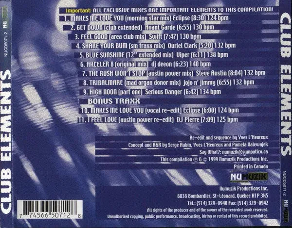 Various : Club Elements (CD, Comp)