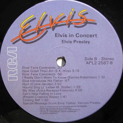 Elvis Presley : Elvis In Concert (2xLP, Album, Gat)