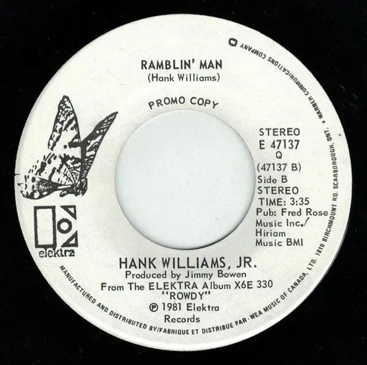 Hank Williams Jr. : Dixie On My Mind (7", Single, Promo)