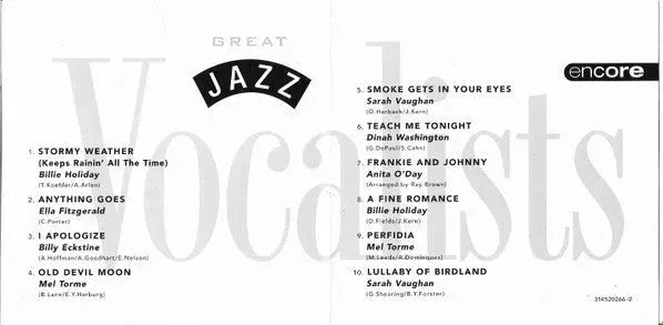 Various : Great Jazz Vocalists (CD, Comp)