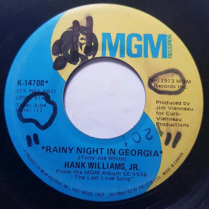 Hank Williams Jr. : Rainy Night In Georgia (7", Single)