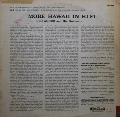 Leo Addeo And His Orchestra : More Hawaii In Hi-Fi (LP)