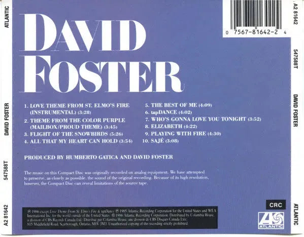 David Foster : David Foster (CD, Album, Club)