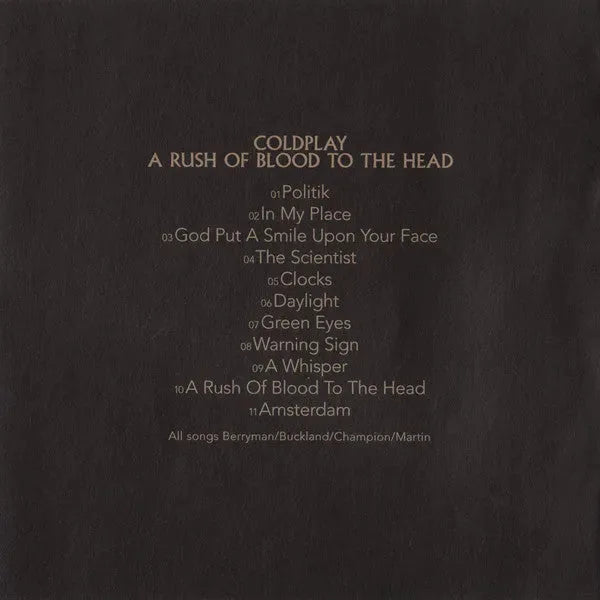 Coldplay : A Rush Of Blood To The Head (CD, Album)