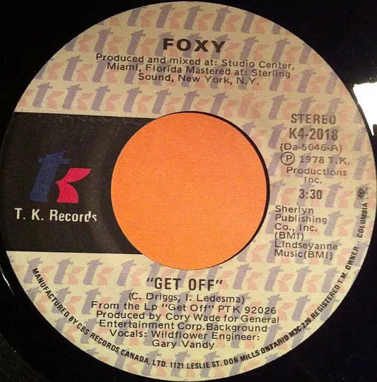 Foxy : Get Off (7", Single)