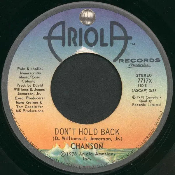 Chanson : Don't Hold Back / Did You Ever (7", Single)