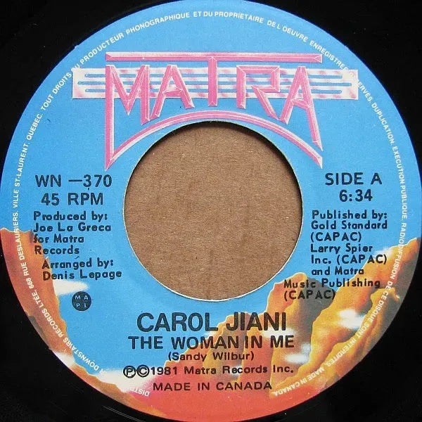 Carol Jiani : The Woman In Me (7")