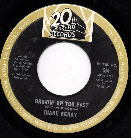 Diane Renay : Growin' Up Too Fast / Waitin' For Joey (7")