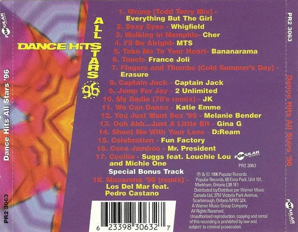 Various : Dance Hits All Stars '96 (CD, Comp)