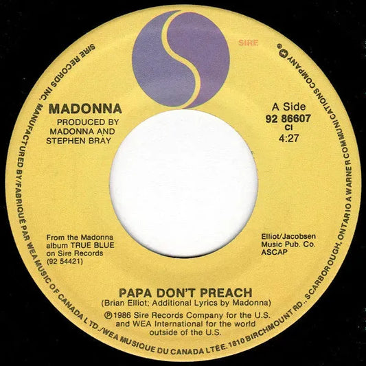 Madonna : Papa Don't Preach (7", Single)