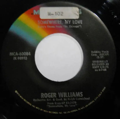 Roger Williams (2) : Somewhere, My Love / Born Free (7", RE)