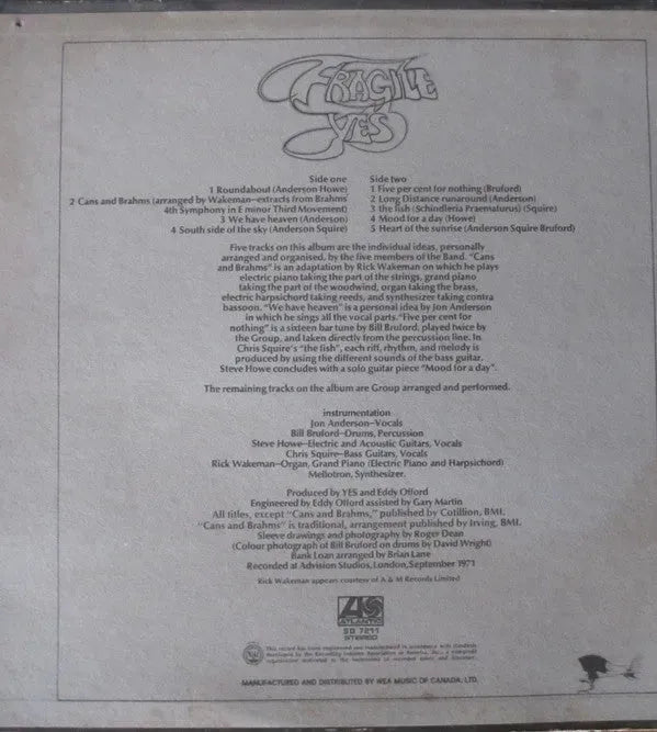 Yes : Fragile (LP, Album, Gat)