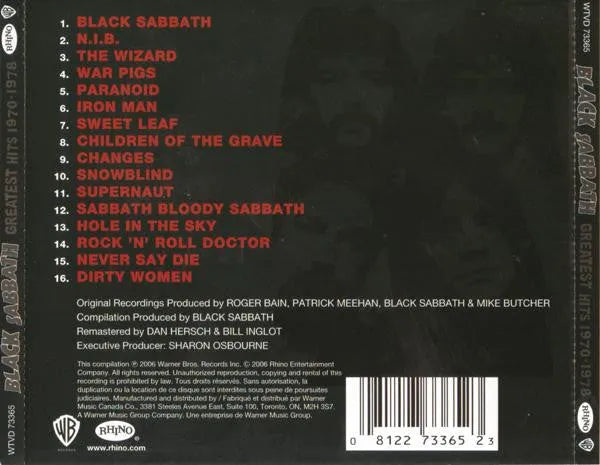 Black Sabbath : Greatest Hits 1970-1978 (CD, Comp, RM, Sli)