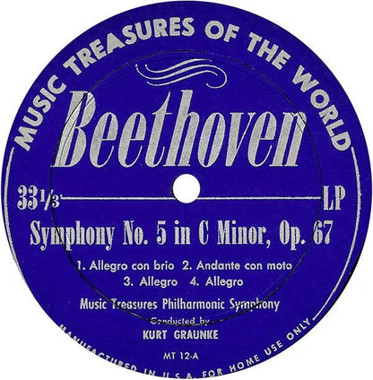 Ludwig van Beethoven / Franz Schubert / Kurt Graunke / Leopold Emmer / Music Treasures Philharmonic Symphony : Symphony No. 5 In C Minor, Op. 67 / Symphony No. 8 In B Minor, The "Unfinished" (LP)