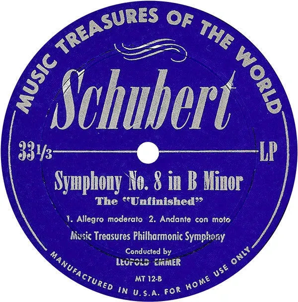 Ludwig van Beethoven / Franz Schubert / Kurt Graunke / Leopold Emmer / Music Treasures Philharmonic Symphony : Symphony No. 5 In C Minor, Op. 67 / Symphony No. 8 In B Minor, The "Unfinished" (LP)