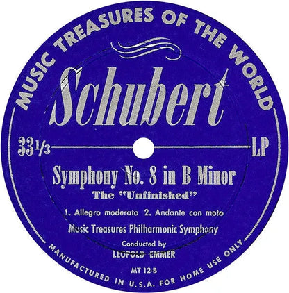 Ludwig van Beethoven / Franz Schubert / Kurt Graunke / Leopold Emmer / Music Treasures Philharmonic Symphony : Symphony No. 5 In C Minor, Op. 67 / Symphony No. 8 In B Minor, The "Unfinished" (LP)