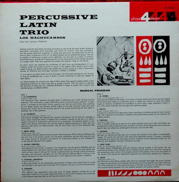 Los Machucambos : Percussive Latin Trio (LP, Album, Gat)