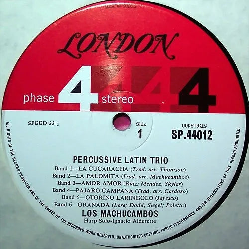 Los Machucambos : Percussive Latin Trio (LP, Album, Gat)