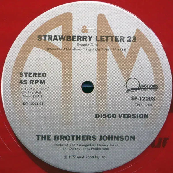 Brothers Johnson : Strawberry Letter 23 (Disco Version) / Get The Funk Out Ma Face (Disco Version) (12", Ltd, Red)