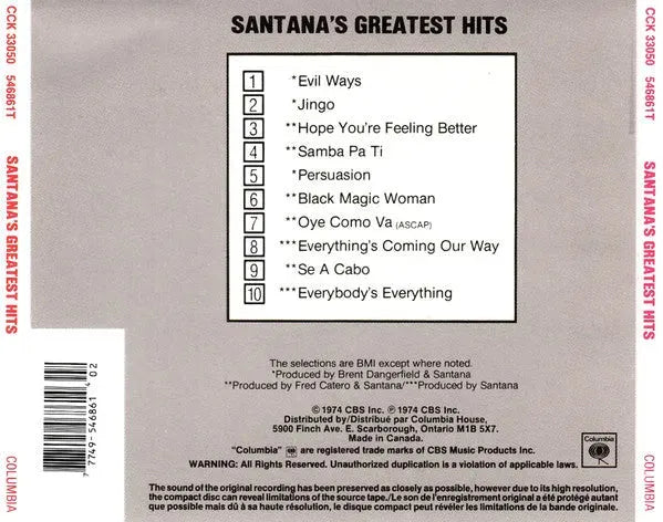 Santana : Santana's Greatest Hits (CD, Comp, Club, RE, RP)