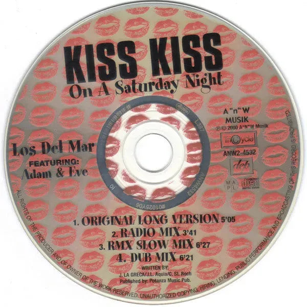 Los Del Mar Featuring Adam & Eve (7) : Kiss Kiss On A Saturday Night (CD, Single)