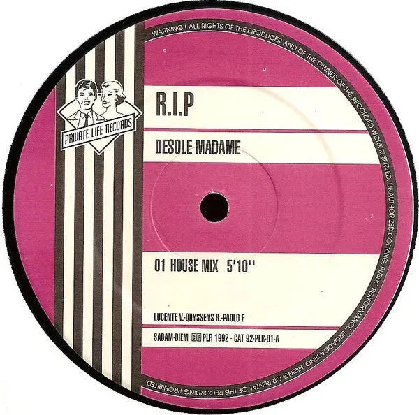 R.I.P. (2) : Desolé Madame (12")