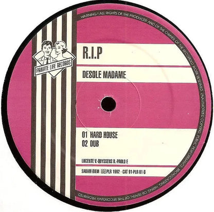 R.I.P. (2) : Desolé Madame (12")