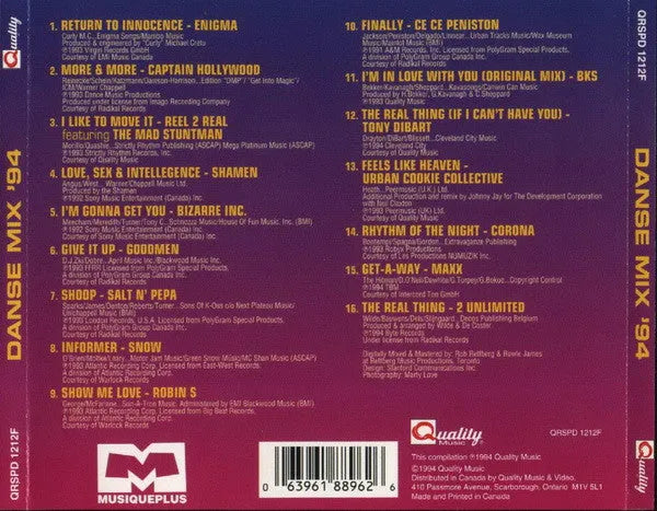 Various : MusiquePlus Danse Mix '94 (CD, Comp, Mixed)