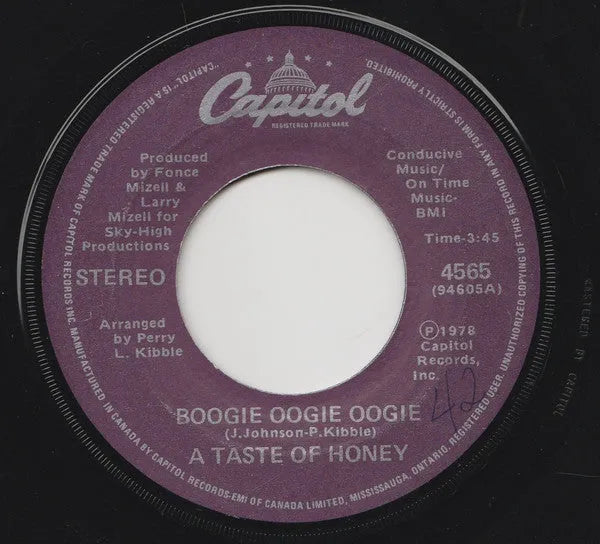 A Taste Of Honey : Boogie Oogie Oogie (7", Single)