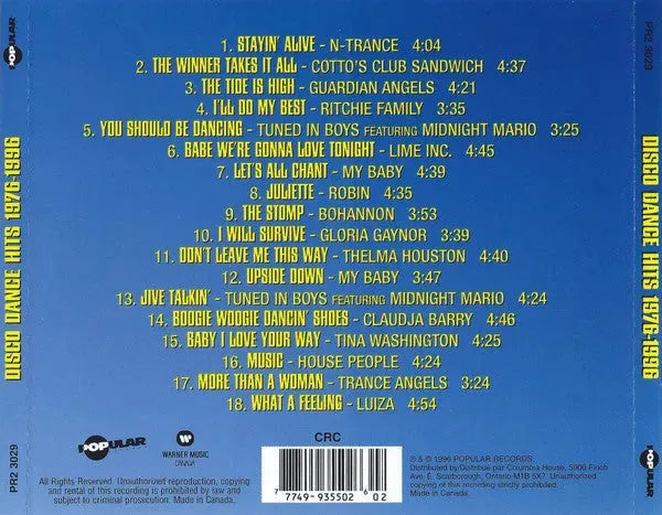 Various : Disco Dance Hits 1976-1996 (CD, Comp, Club)