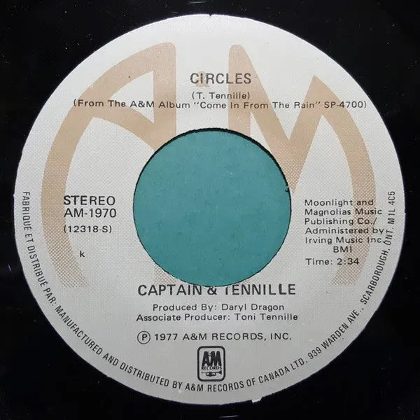 Captain And Tennille : Circles (7", Single, Mono)