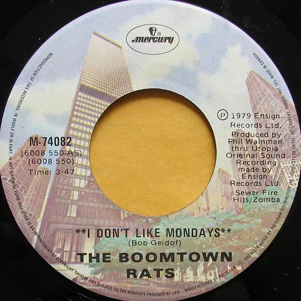 The Boomtown Rats : I Don't Like Mondays (7", Single)